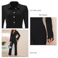 thumbnail image 3 of Combinaison Ample, Col Rabattu à Boutons Combinaison Femme Couleur Unie à la Mode pour Cocktails L Noir, 3 of 6