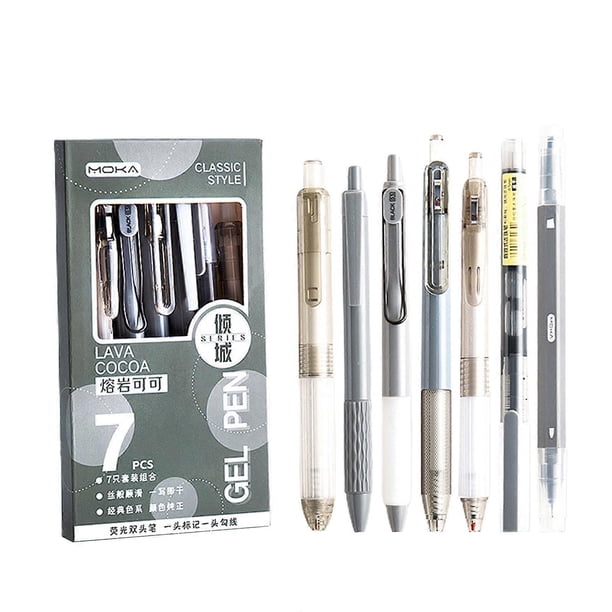 7PCS Black Gel Pen for Students 0.5mm Retractable Gel Pen Multipurpose Smoothing Ink Pen Back to School Gift