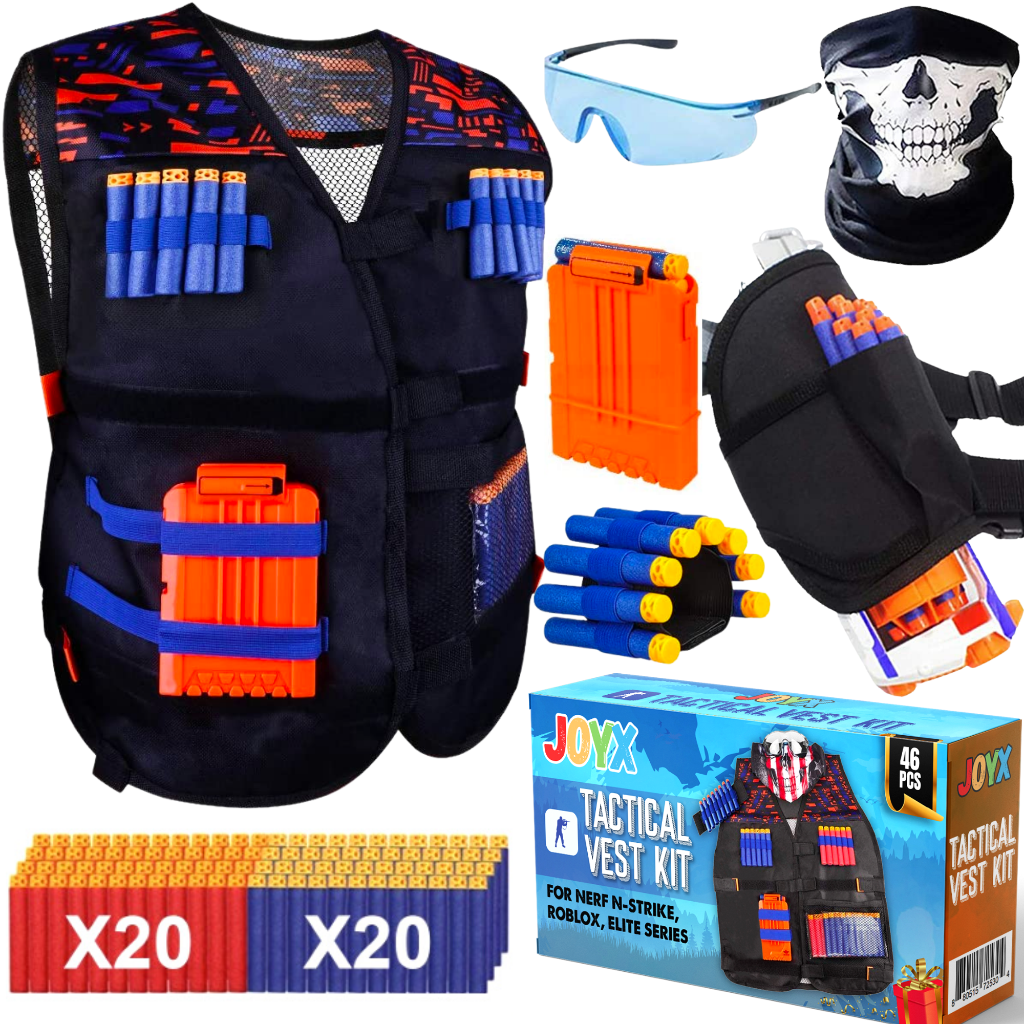 Storage Target Back Bag+200pcs Gun Blue Bullet Darts+Vest for Kid NERF cM 