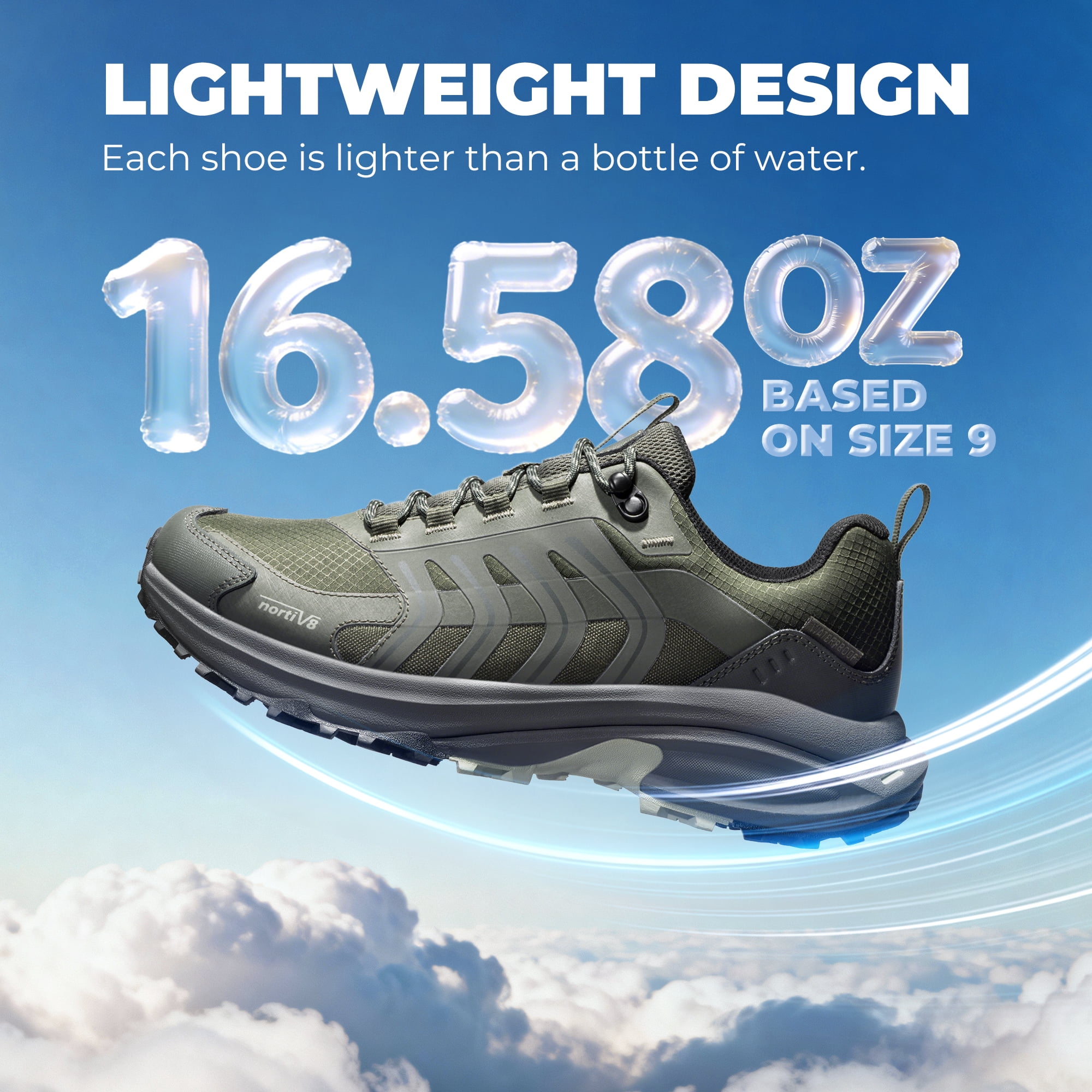 NORTIV 8 Men's Waterproof Hiking Shoes Non-Slip Lightweight for Walking Comfort Outdoor Trekking Camping Climbing Daily Fashion Sneakers Armadillo FieldLite