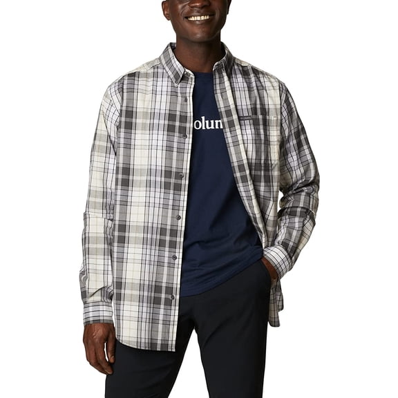 Columbia Mens Rapid Rivers II Long Sleeve Shirt Shark Multi Plaid X-Large