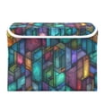 thumbnail image 7 of Yayeee Collapsible Cube Storage Bin with Lid Fabric Closet Decorative Basket with Handles, Stained Glass Pattern, 7 of 7