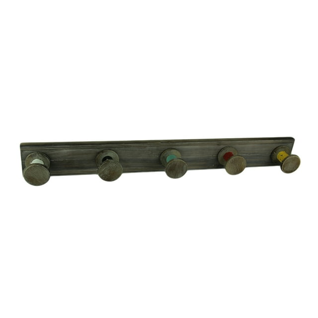 Distressed Wood Rustic Spools Wall Hook Rack