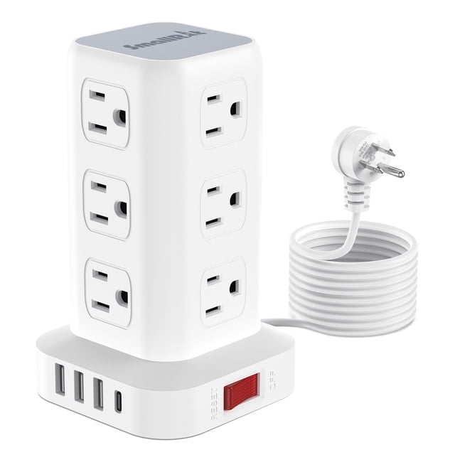 Protector contra sobretensiones Power Strip Tower con 12 enchufes y 4 USB
