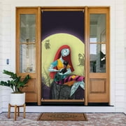 Doll The Nightmare Before Christmas Door Cover Decorated Banner Tapestry Home Decoration Holiday Party Supplies Door Banner Porch Sign Banner 72.8 x 35.4 Inch