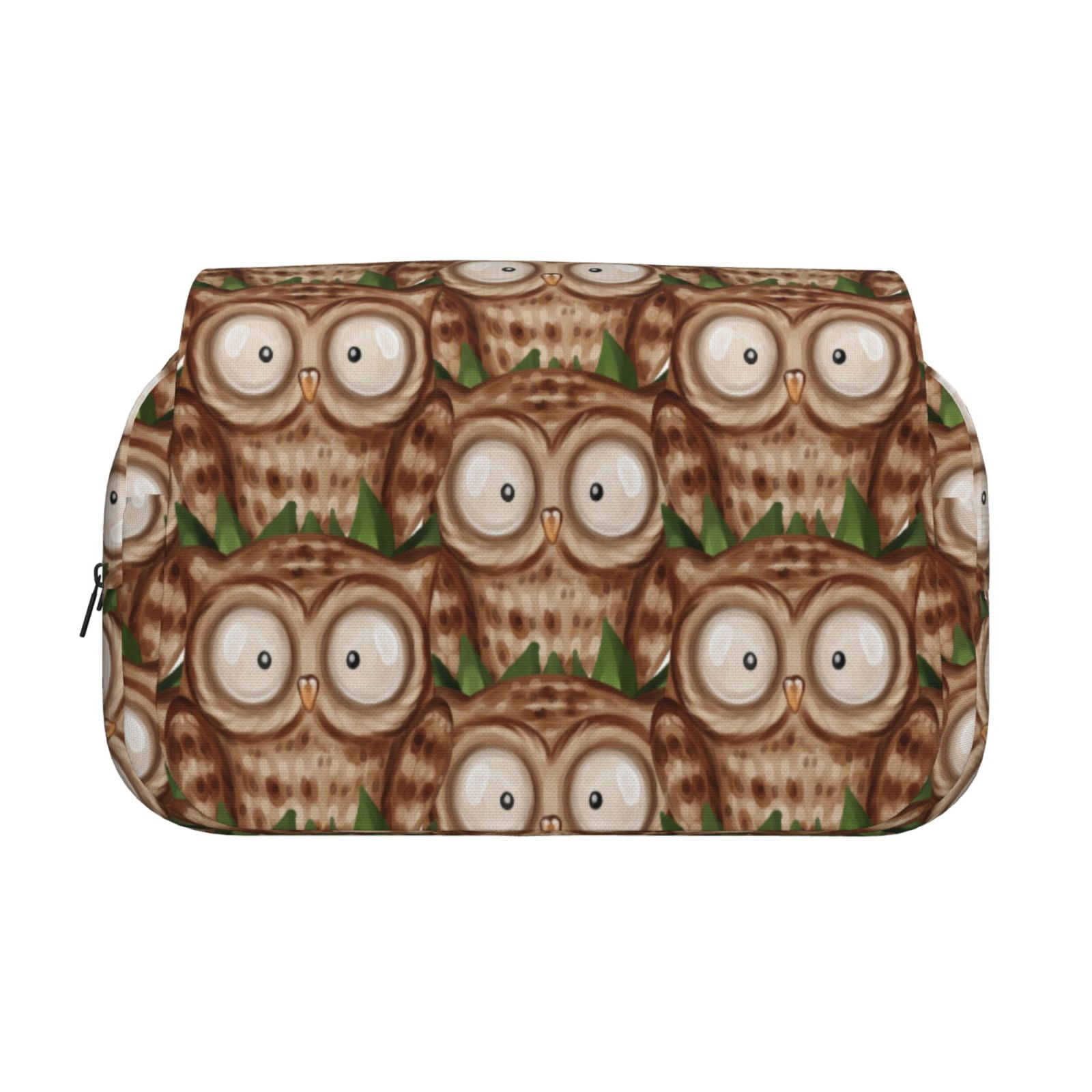 Rateoe Beautiful Owl Pattern Double Clamshell Pen Case, Storage Organizer with Two Zipper Compartments– Holds Up to 50 Pencils & Pens