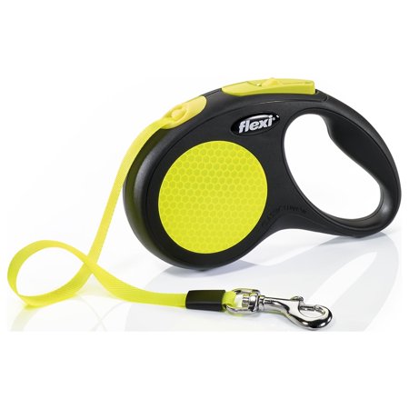 UPC: 0840317107173 | Flexi New Neon Small Tape Retractable Dog Leash 16 ft Black/Neon (For Dogs up to 33 lbs)
