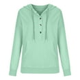 thumbnail image 5 of Solid Sweatshirts for Women Hoodies Pullover Casual Sports Top Button Down Shirt with Pockets,Womens 2024 Hooded Button Collar Drawstring Hoodie, 5 of 8
