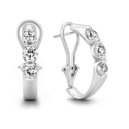 1/2 Carat T.W. Diamond 10kt White Gold 6-Stone Hoop Earrings with HI I2-I3 Diamonds