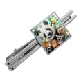 thumbnail image 1 of Zoo Animals Selfie Panda Bear Sloth Meercat Monkey Lemur Square Tie Bar Clip Clasp Tack- Silver or Gold, 1 of 5
