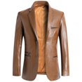 thumbnail image 1 of Veste en Cuir d'Agneau avec Poches et Col Rond pour Homme, 1 of 5