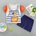 thumbnail image 2 of Xudanell Boys Summer Outfits Cartoon Pattern Short Sleeve T-Shirts and Shorts Set (Orange, 18-24 Months), 2 of 4