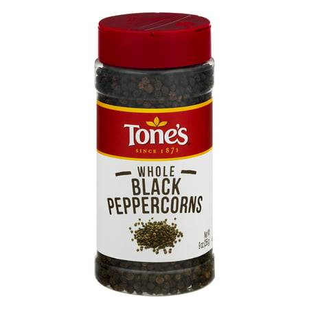 Tone's Black Peppercorns Whole, 9 oz $.78/oz (The Best Peppercorn Sauce)