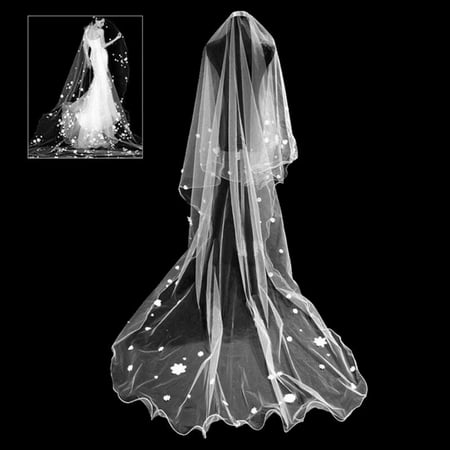 Wedding Chapel Bridal Crystal - AkoaDa White Wedding Party Prom Long Gypsophila Bridal Veils Chapel Curled Popular