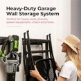 thumbnail image 3 of Heavy-Duty Garage Wall Storage System | Wall Mounted Tool Organizer Rack with Shelving | 10-Piece Mounting Kit | Includes 4x8.5” Adjustable Hooks & 2x16.5” Floating Utility Shelves, 3 of 8