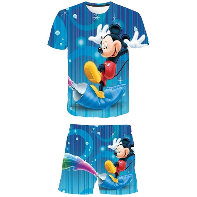 Verano lindo dibujos animados 2 piezas niños bebés niñas dibujos animados Mickey camisetas Top pantalones cortos conjunto ropa niños niñas ropa Sets10T Gao Jinjia LED