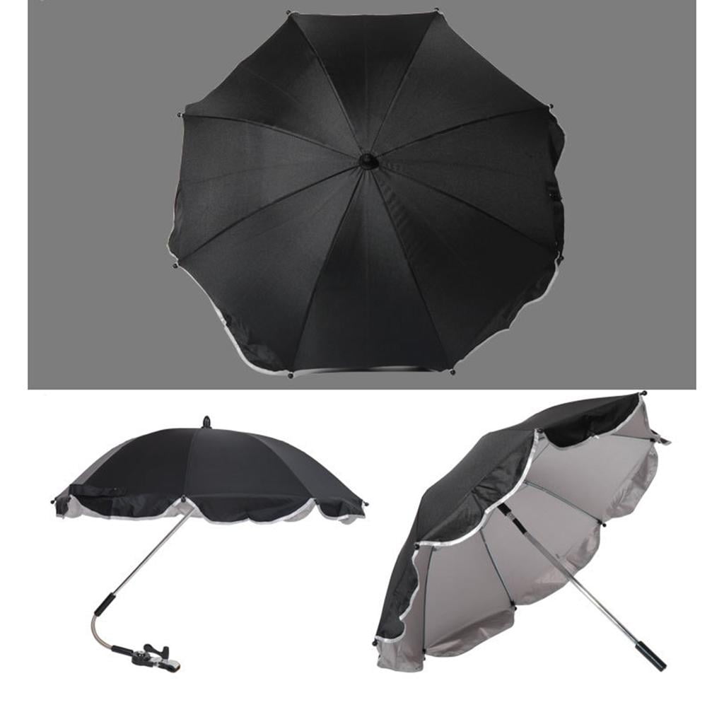 LeeQinersw Stroller Pram Pushchair Windproof Rain Protector Umbrella Black