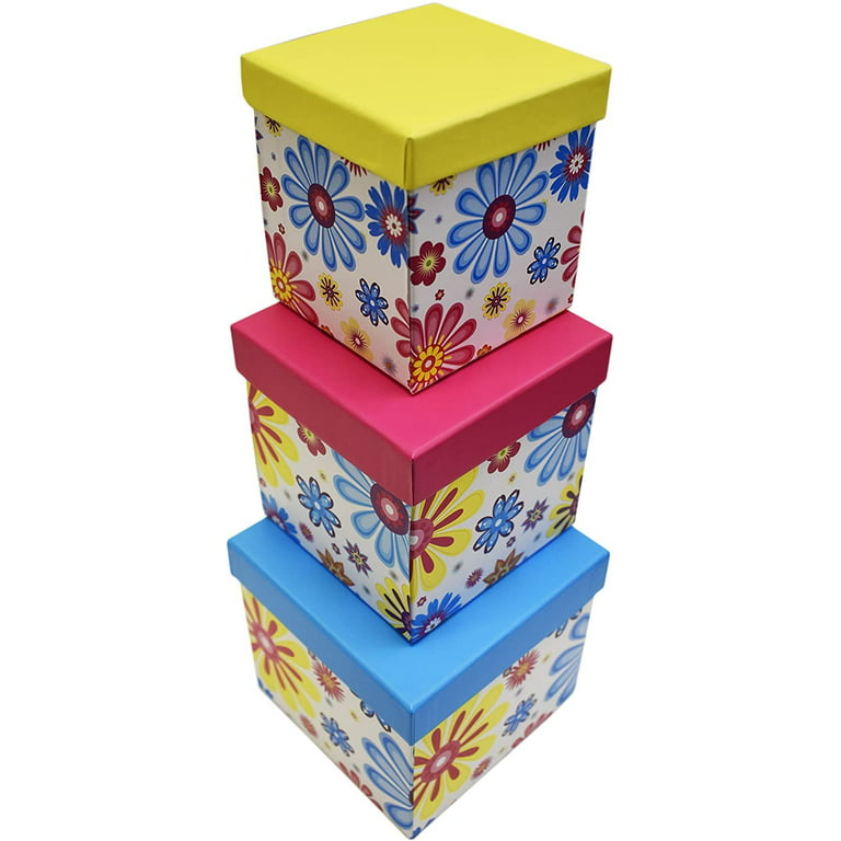 Alef Elegant Decorative Themed Nesting Gift Boxes -3 Boxes- Nesting Boxes Beautifully Themed and Decorated - Perfect for Gifts or Simple Decoration