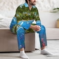 thumbnail image 5 of Wukai Island And Coral Reef Men's Long-Sleeve Pajama Set - Comfortable Sleepwear with Button-Down Shirt and Pants-X-Large, 5 of 6