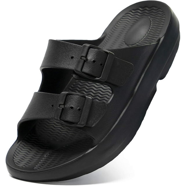 Sandalias de diapositivas unisex Soporte de arco Diapositivas cómodas Diapositivas de correas de doble hebilla de Eva ajustables Adepaton WRMH-793-6