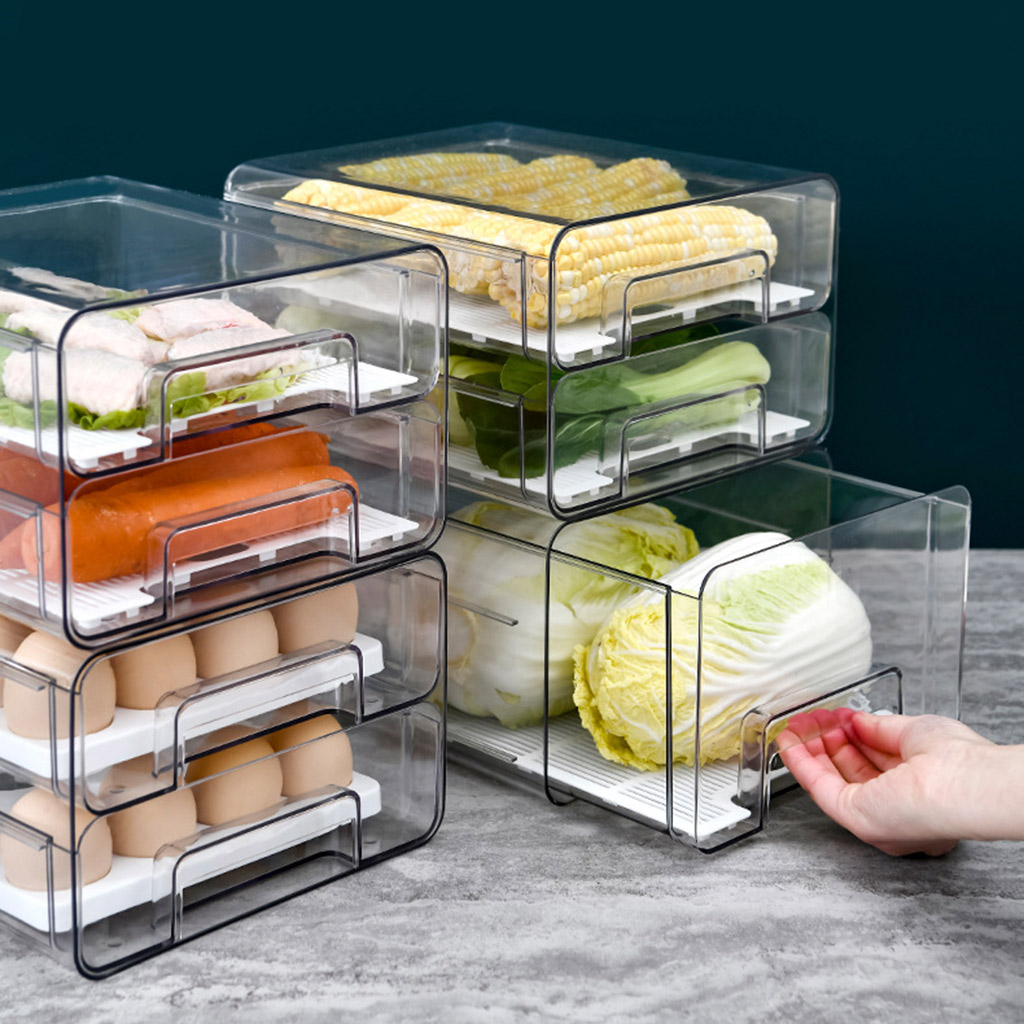 Storage Box Tray Containers Kitchen Refrigerator Eggs Transparent Dispenser Airtight for Preservation Box