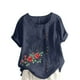thumbnail image 1 of Vestidos Casuales Para Mujer, Blusas De Mujer De Moda Blusa informal de lino con cuello redondo, manga corta y botones para mujer, 1 of 4