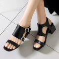 thumbnail image 1 of Zapatos peep toe para mujer Sandalias casuales con hebilla de cinturón de tacón grueso medio Wmkox8yii  nm4313, 1 of 5