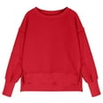 thumbnail image 4 of SGMVNU Girls Oversized Sweatshirt Long Sleeve 9-10 Years Crewneck Sweatshirts Kids Lightweight Side Slit Hem Cute Pullover Tops Red, 4 of 6