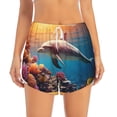 thumbnail image 2 of Yiaed Underwater Plant Dolphin Print Women's Running Shorts with Liner 3 Zipper Pockets Elastic Workout Athletic Gym Yoga Shorts-Medium, 2 of 7
