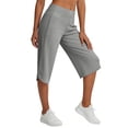 thumbnail image 7 of MLQIDK Pedal Pushers for Women Yoga Capri Pants Trendy Summer Knee Length Elastic Waist Cropped Pants Dressy Casual Capri Leggings with Pockets Light Gray XL, 7 of 7