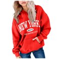 thumbnail image 5 of YDFCWXW Fall Preppy Graphic Hoodie for Girls Casual Long Sleeve Pullover Top with Pocket (Red, 4-5 Years), 5 of 5