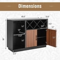 thumbnail image 3 of LOKO Buffet Cabinet with Storage, Modern Kitchen Storage Cabinet with Removable Wine Rack & 3-Row Wine Glass Holder, Rustic Credenza Wine Bar Cabinet with Adjustable Shelf, 45.5 x 15.5 x 32 Inches, 3 of 8