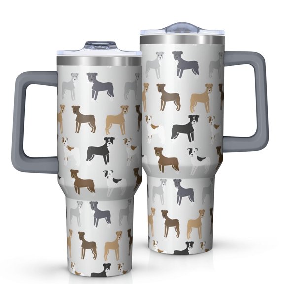 OBREWU Bulldog Dog Tumbler with Handle and Lid,Bulldog Dog 40oz Double Wall Vacuum Insulated Tumbler,Cups Gift for Women and Men