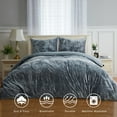 thumbnail image 2 of Haperlare 3 Pcs Velvet Duvet Cover Set Queen Size Luxury Soft Flannel Bedding Comforter Cover Set with Button Closure and 8 Corner Ties, Gray, 2 of 5