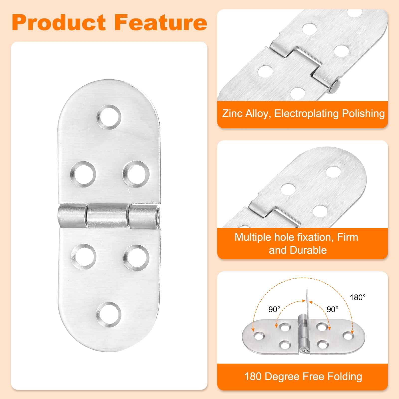 Unique Bargains Sewing Machine Folding Table Flip Hinge Brassy Matte Silver