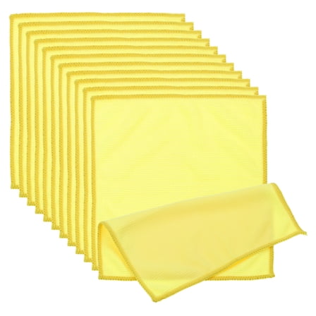 Uxcell Glasses Cleaning Cloth 7.87" x 7.87", Microfiber Eyeglasses Cleaner Cloths Soft Absorbent Rags, Yellow 12 Pcs