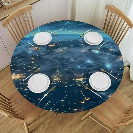 

Ullo0ord World Map Starry Sky Round Fitted Tablecloth with Elastic Edge Waterproof Wipeable Oil-Proof Stain-Resistant Table Cover Fits for Home Decor Indoor Outdoor Kitchen Party Tablecloth 42 -46