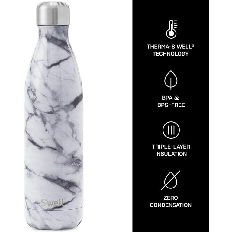 Infuser Water Bottles - White Marble with Cloudy Grey Sleeve 16 oz