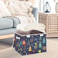 thumbnail image 3 of Yayeee Collapsible Cube Storage Bin with Lid Fabric Closet Decorative Basket with Handles, Dark Blue Christmas, 3 of 7