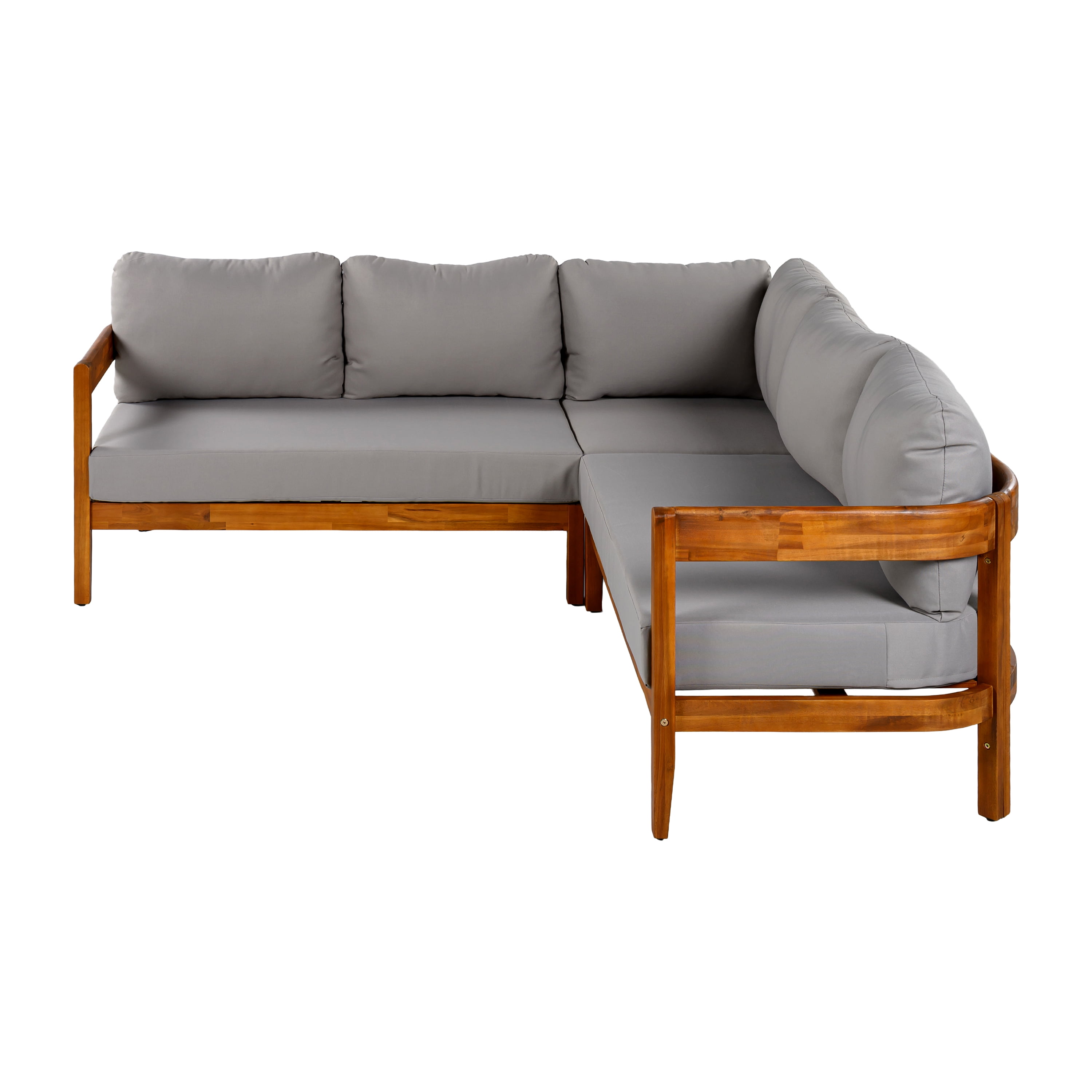 Mintazer 5-Piece Patio Furniture Set, L-Shaped Outdoor Sectional Sofa with Arc Frame & Thick Cushions for Garden, Grey