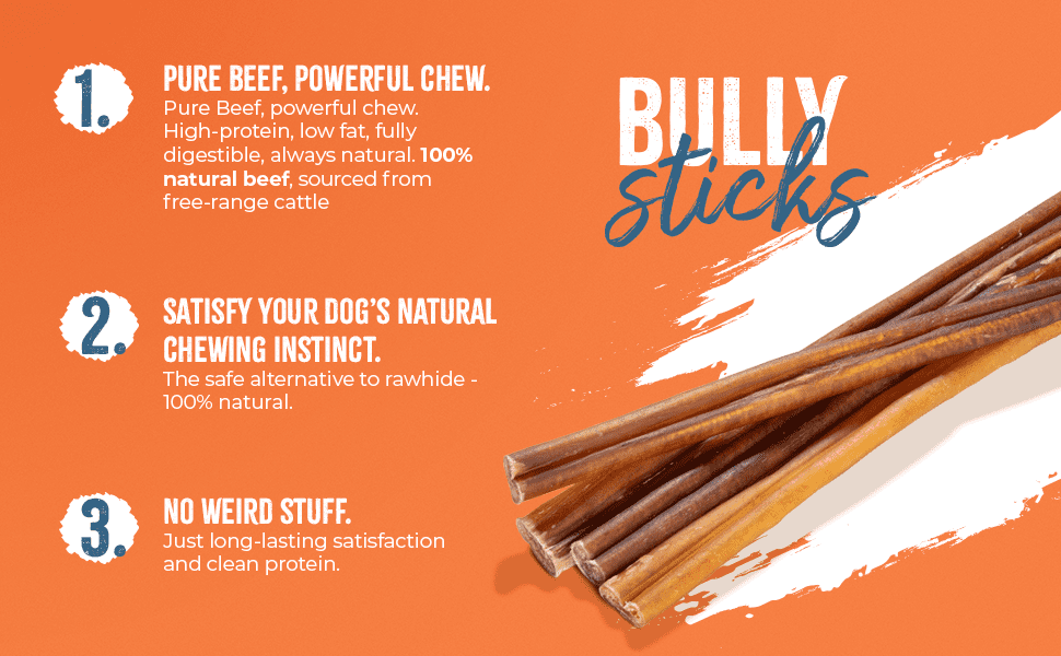 Klampet Naturals 6-Inch Bully Sticks for Dogs [15-Pack] – 100% Grass-Fed, Free-Range Beef Chews – Premium Single-Ingredient & Low-Odor – Long-Lasting Rawhide Alternative for Dental Health