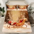thumbnail image 2 of Feelyou Christmas Carriage Bed Sheets, Xmas Santa Claus King Sheets, Tree Snowflake Sheet Set, Super Cozy Room Decor,4 Pieces, 2 of 7