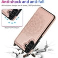 thumbnail image 6 of Case for Samsung Galaxy A13 5G/A04s, Luxury PU Leather Flip Case [Two Magnetic Clasp] [Card Slots] Stand Function Embossed Mandala Pattern Flower Durable Soft TPU Back Wallet Cover - Rose Gold, 6 of 15