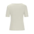 thumbnail image 7 of Women's Short Sleeve Square Neck T Shirts 2024 Summer Slim Fitted Ribbed Knit Basic Casual Tee Tops, 7 of 7