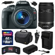 Canon EOS Rebel SL1 Digital SLR with 18-55mm STM and EF-S 55-250mm f/4-5.6 IS II Lens with 8GB Memory + Large Case + Extra Battery + Charger + Memory Card Wallet + Cleaning Kit 8575B003
