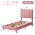 thumbnail image 2 of Tamaño individual rosa marco de cama: bouclé forrado con wave cabecero para girls y para niños, de madera slats support, fácil montaje - no box spring, 2 of 5