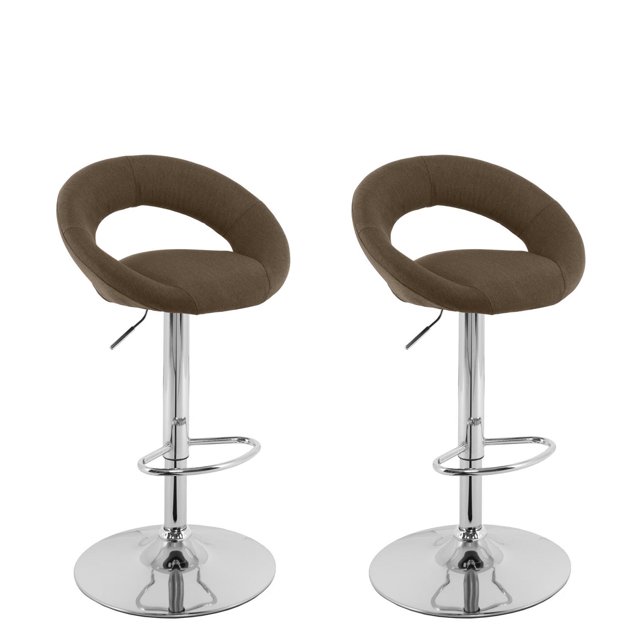 CorLiving Round Open Back Adjustable Fabric Barstool, set of 2