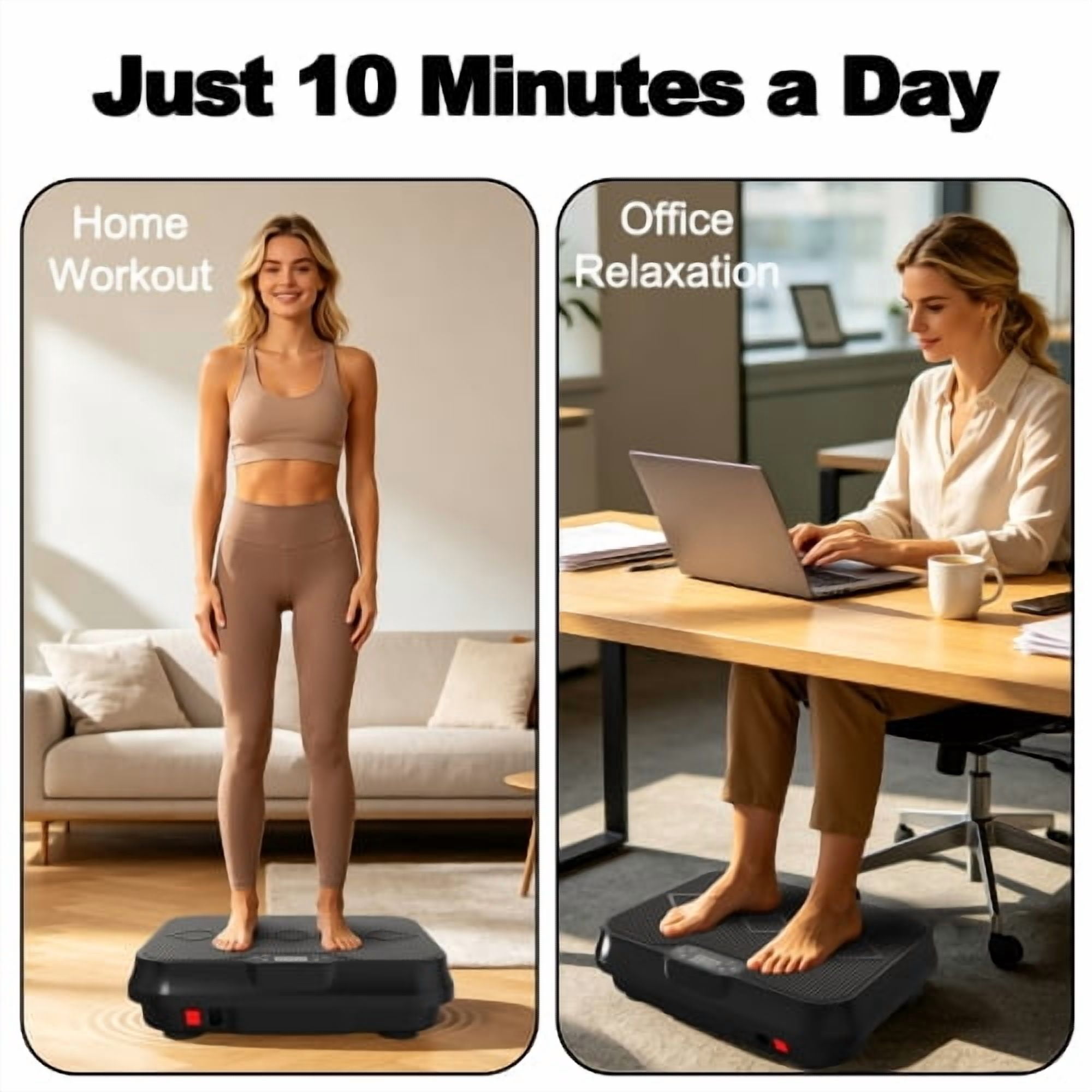 Vibration Plate Exercise Machine, Full Body Fitness Platform with Remote Control, Resistance Bands, for Home Gym