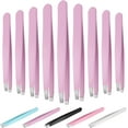 thumbnail image 1 of Keadic 12Pcs Slanted Eyebrow Tweezers Bulk Set, Stainless Steel Eyebrow Precision Tweezers for Men and Women, Eyebrows Facial Hair, Splinter, Ingrown Hair, and Lash Extension (Purple), 1 of 7