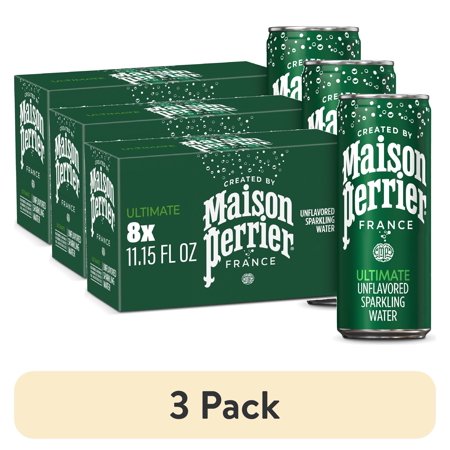 (3 pack) Maison Perrier Unflavored Ultimate Sparkling Water, 11.15 fl oz, 8 Pack Cans